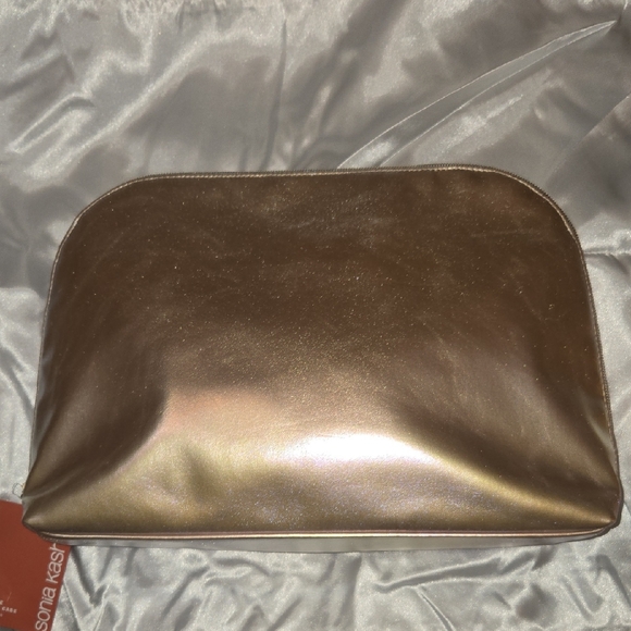 Sonia Kashuk Metallic Pink Cosmetic Case With A Smaller Mesh Bag. - Picture 1 of 4